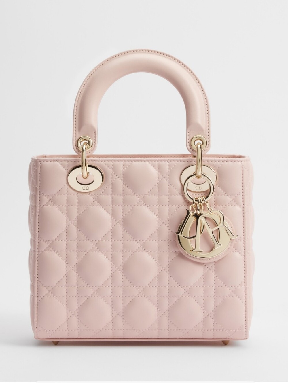 Christian Dior Lady Bag Light Pink ABC Cannage Thick Strap Lambskin Small Size
